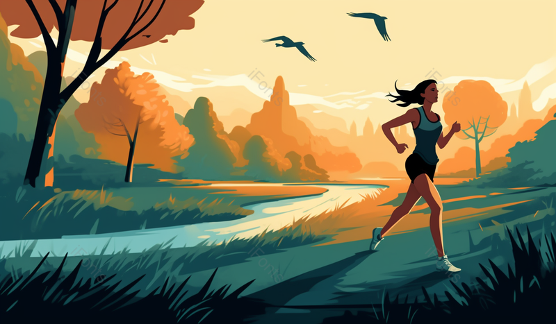 一个人在田野中跑步运动的背景,插画/手绘图,插画/手绘图库,插画/手绘图下载,插画/手绘